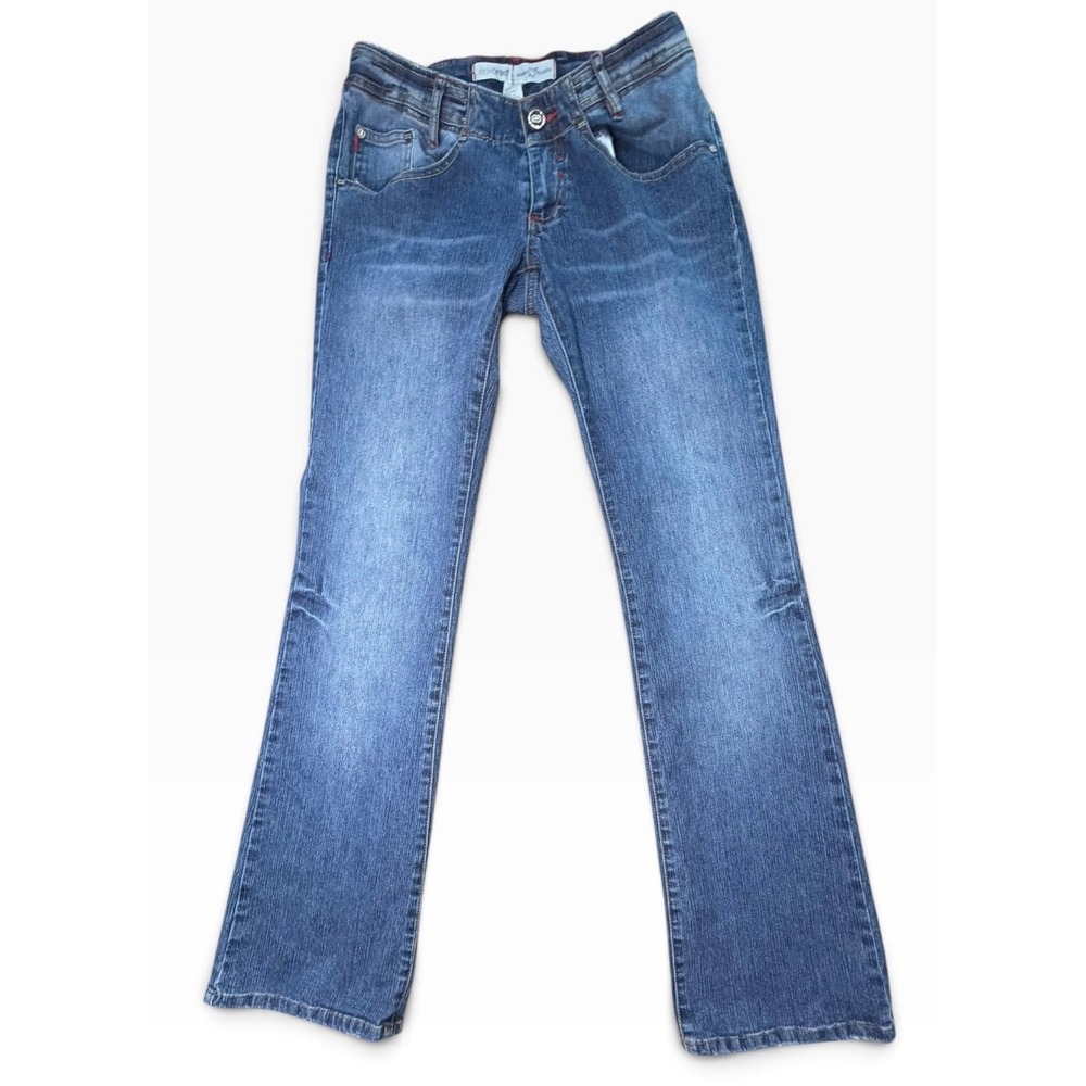 Ecko Red Denim Foundry Y2K Bootcut Jeans Blue Embroidered Rhino Logo Size 5 - Picture 3 of 7